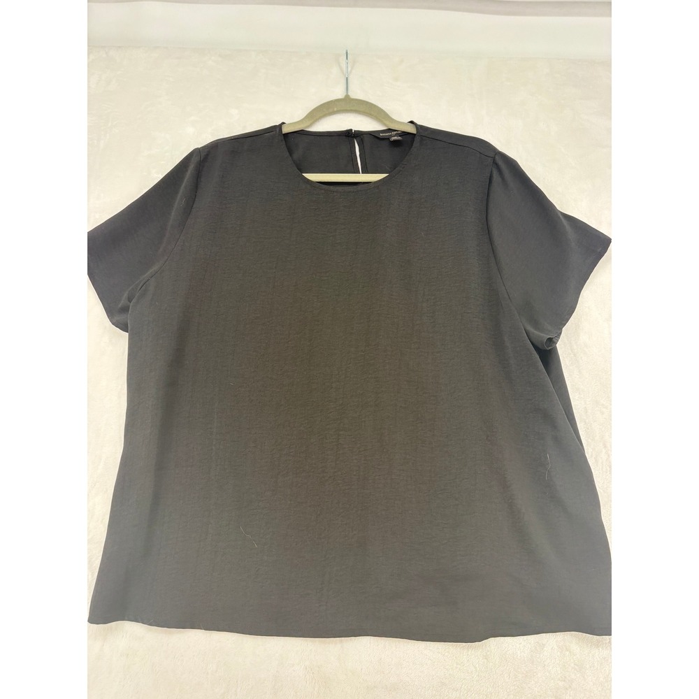 Banana Republic Blouse‎ Womens XL Petite Top Black Short Sleeve Textured